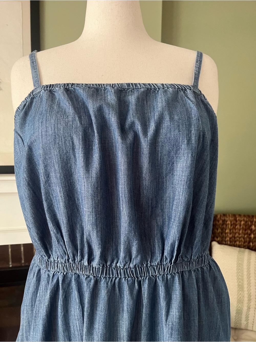 Lane Bryant Chambray Denim Tiered Midi Dress with Pockets | Size 18 - Picture 2 of 8
